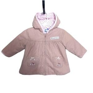 Jasper Conran Hooded Corduroy Front Zip Jacket Blush Pink Baby 6-9 Months